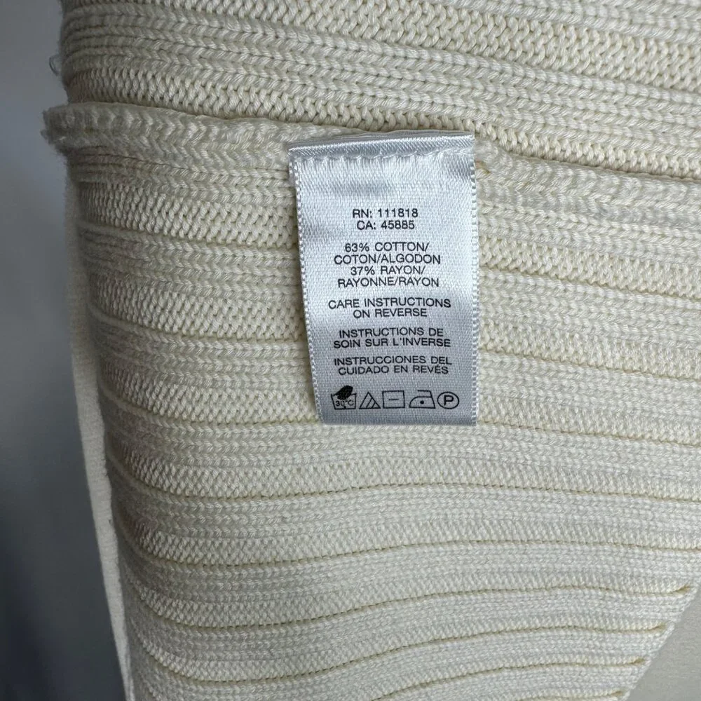 Michael Kors Womens Open Front Cardigan Sweater‎ Medium Ivory Cotton & Rayon